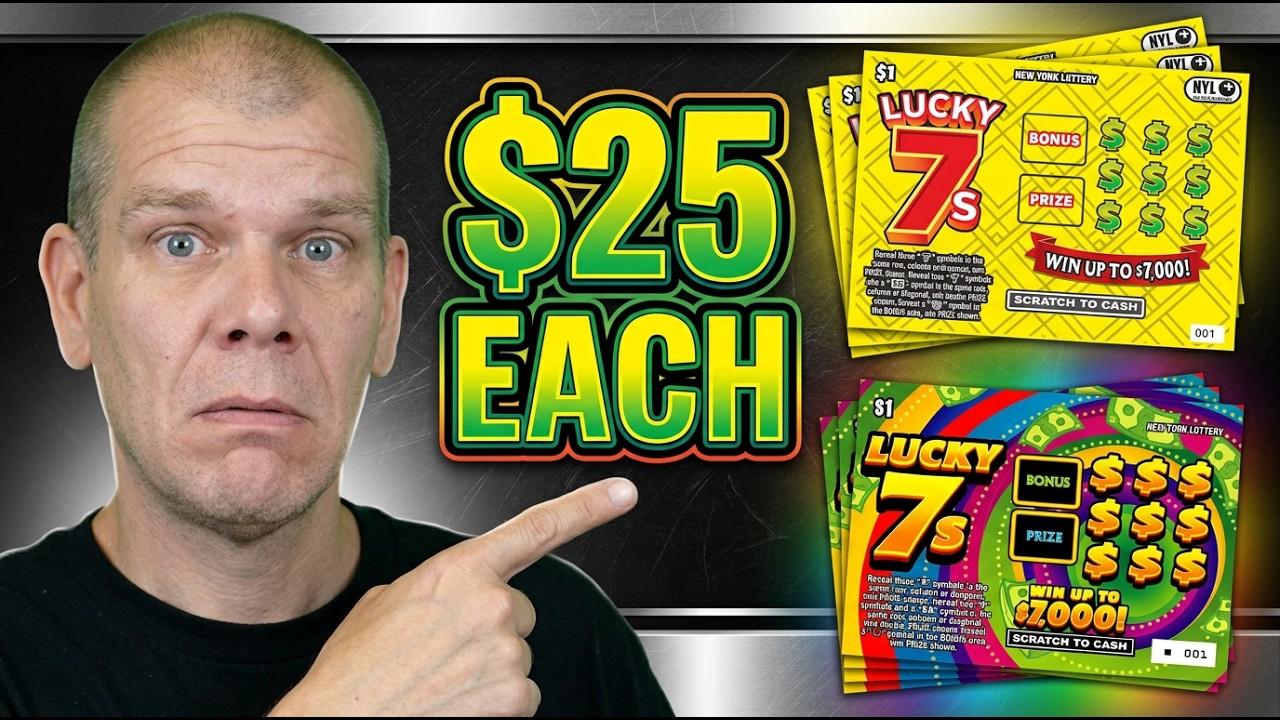 Yellow vs Rainbow Lucky 7s - $50 Lottery Ticket Challenge Results!